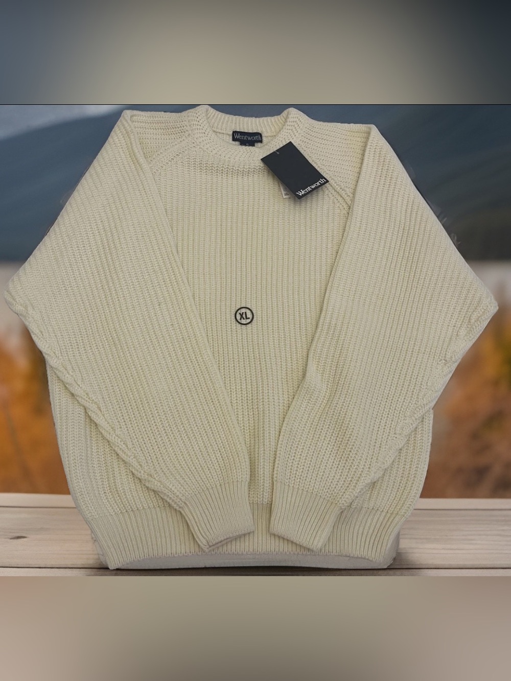 VTG 90s Montgomery Ward Wentworth Chunky Fisherman Knit Sweater Cream XL NWT